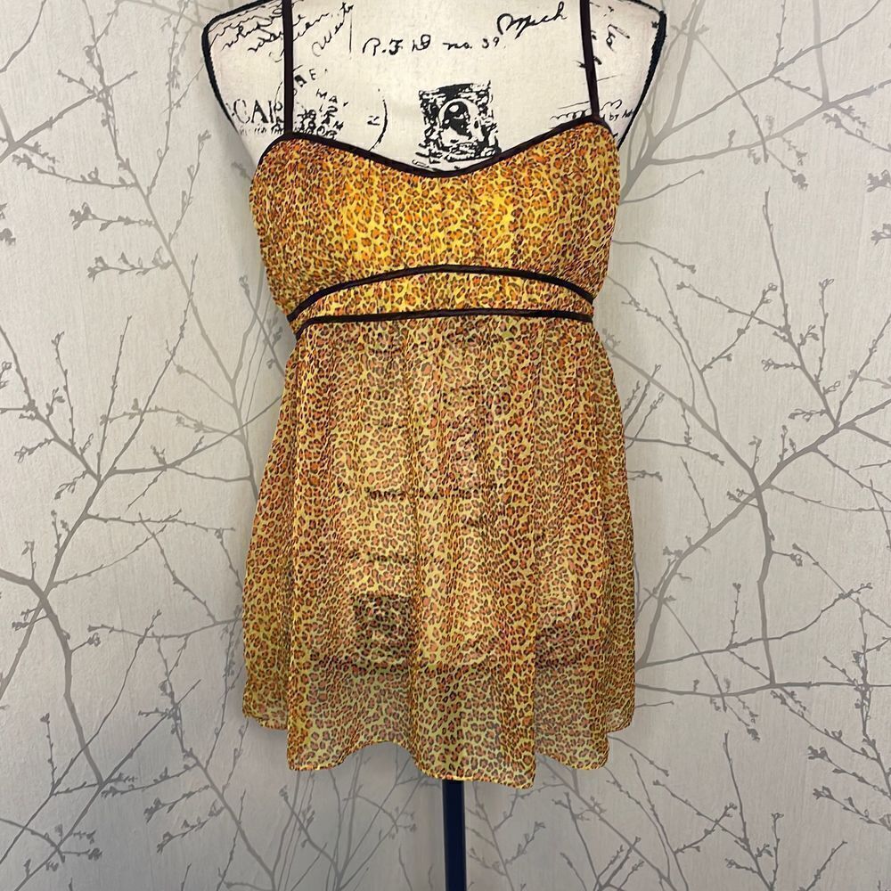 Victoria's Secret Very Sexy Cheetah Print Sheer Babydoll, Size Large - Picture 1 of 4
